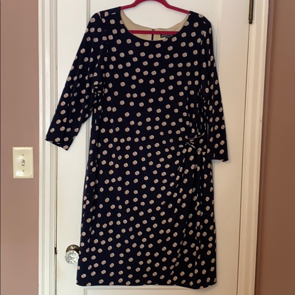 Jersey polka dot sheath work dress! VGUC